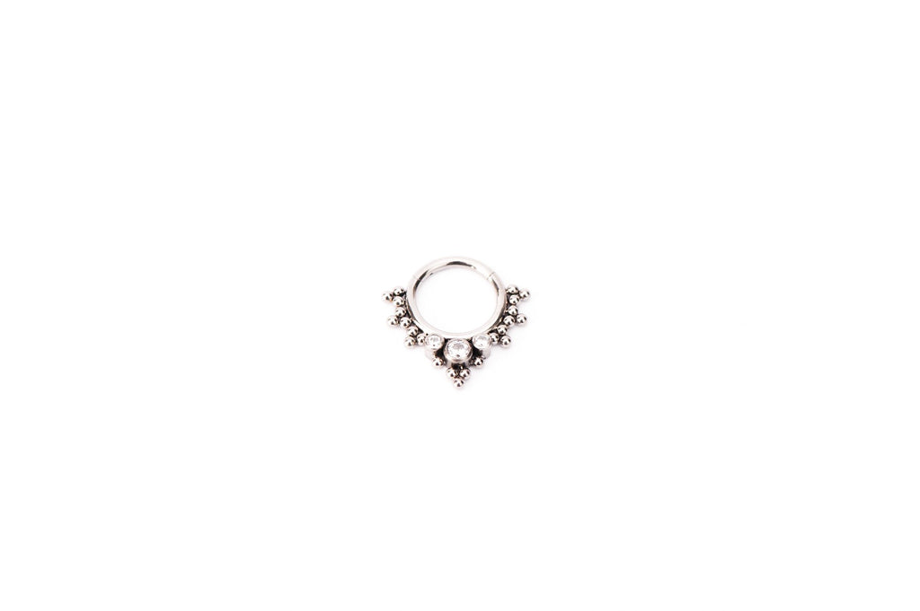 White Crystal Royal Titanium Luxury Clicker Ring