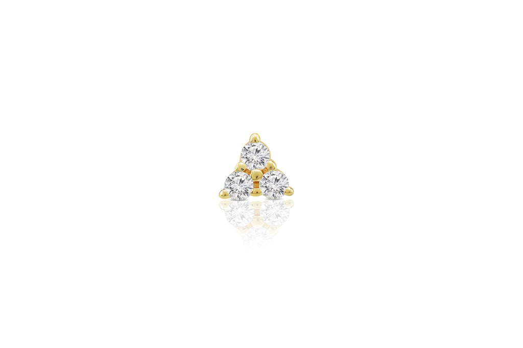 14K Yellow Gold White Crystal Trinity Triangle