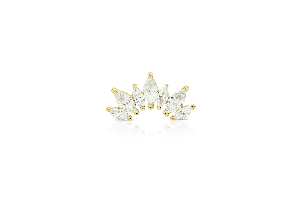 14K Yellow Gold White Crystal Fan