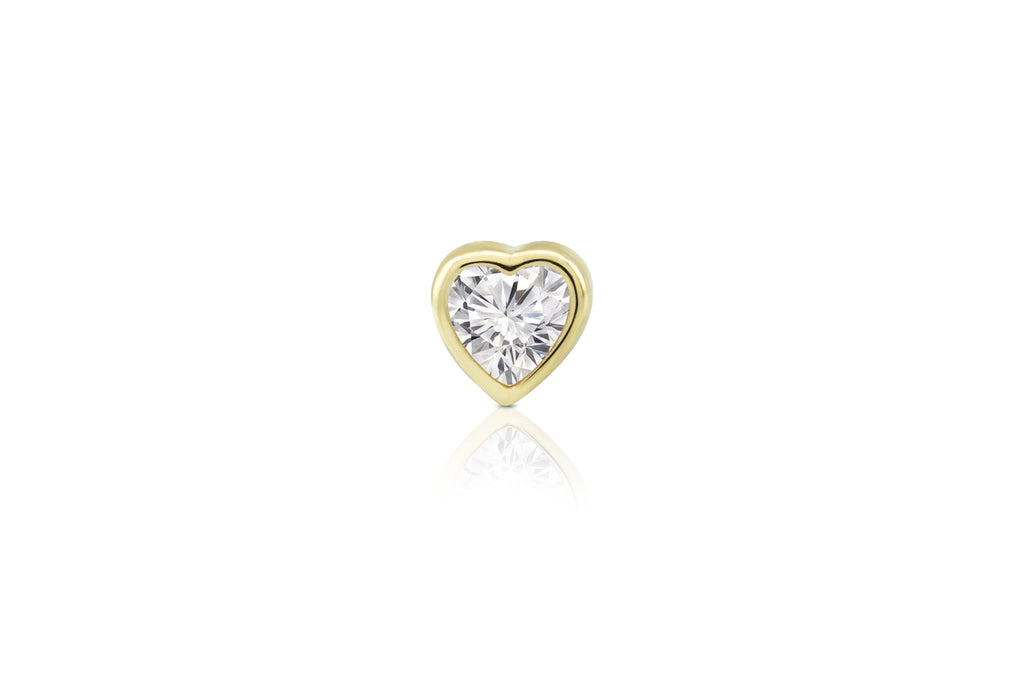 14K Yellow Gold White Crystal Heart