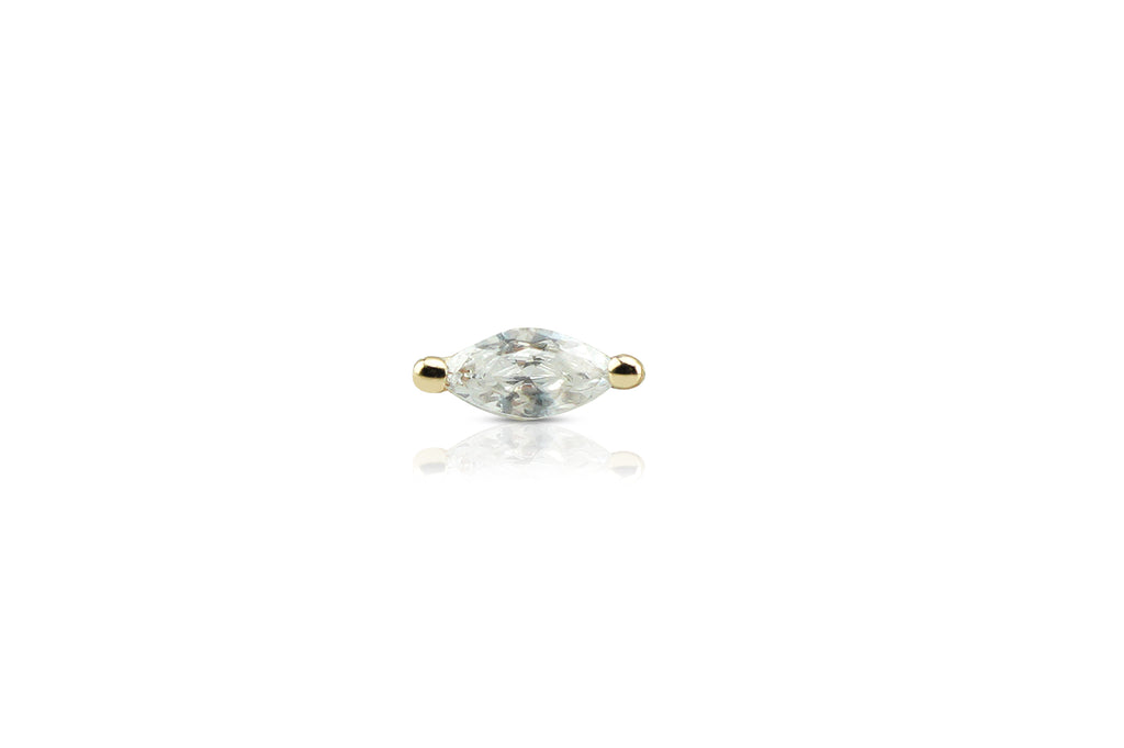 14K Yellow Gold White Crystal Teardrop