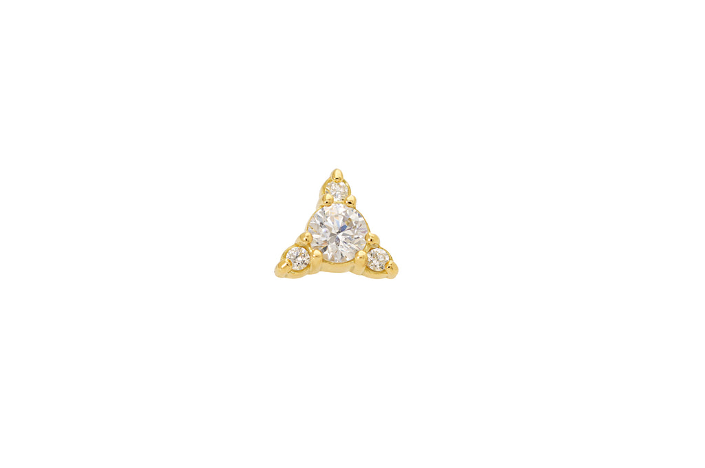 18K Yellow Gold White Crystal Pyramid