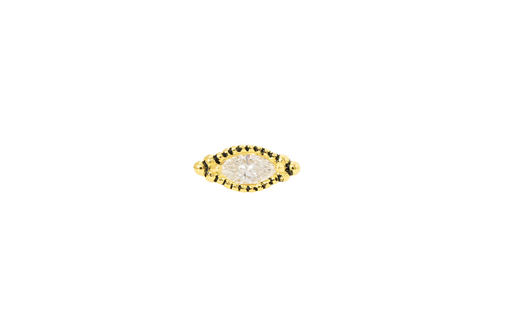 18K Yellow Gold White Crystal Eye