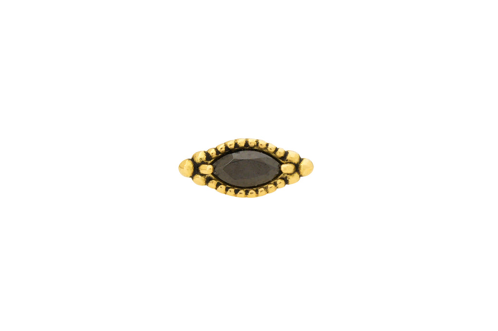 18K Yellow Gold Black Crystal Eye