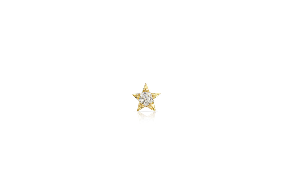 18K Yellow Gold White Crystal Tiny Star