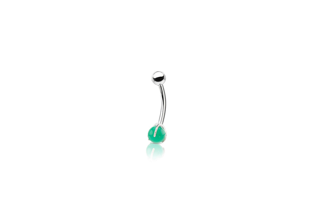 Green Jade Prong Titanium Navel Barbell