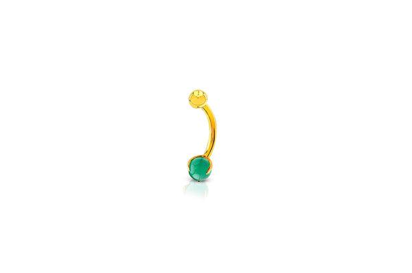 Green Jade Prong Titanium Navel Barbell