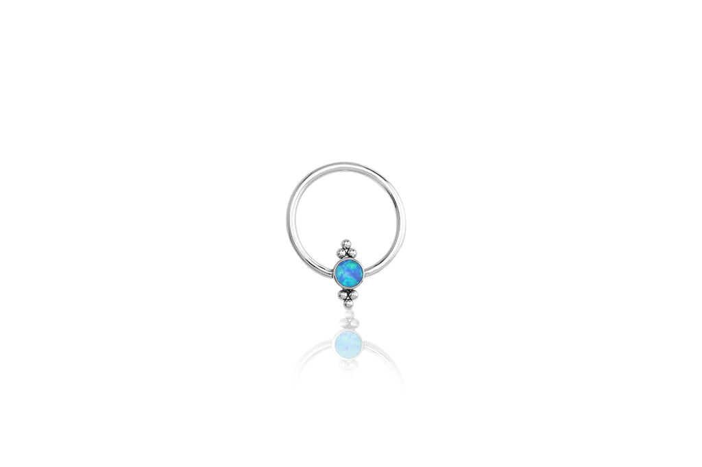 Blue Opal Double Dew Titanium Ring