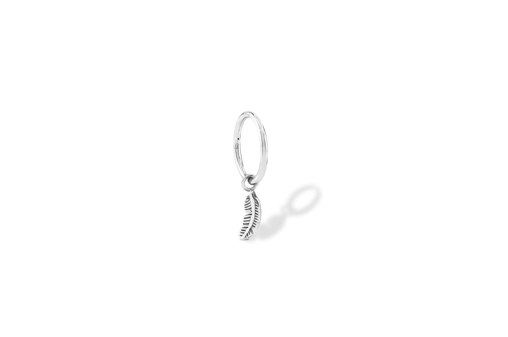 Feather Charm Titanium with Clicker Ring