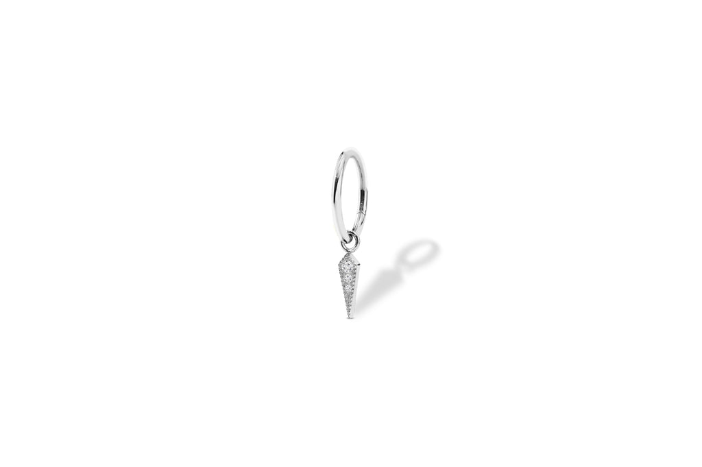 White Crystal Rhombus Charm Titanium with Clicker Ring