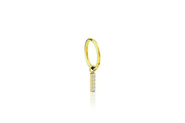 White Crystal Row Charm Titanium with Clicker Ring