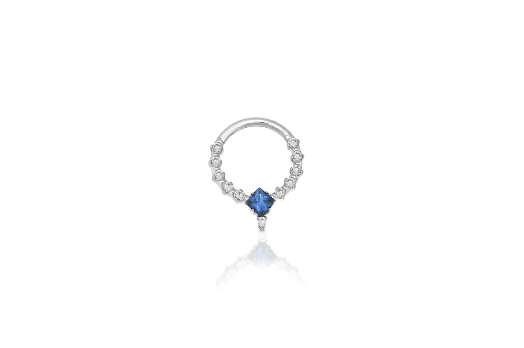 White and Blue Crystal Majesty Titanium Clicker Ring