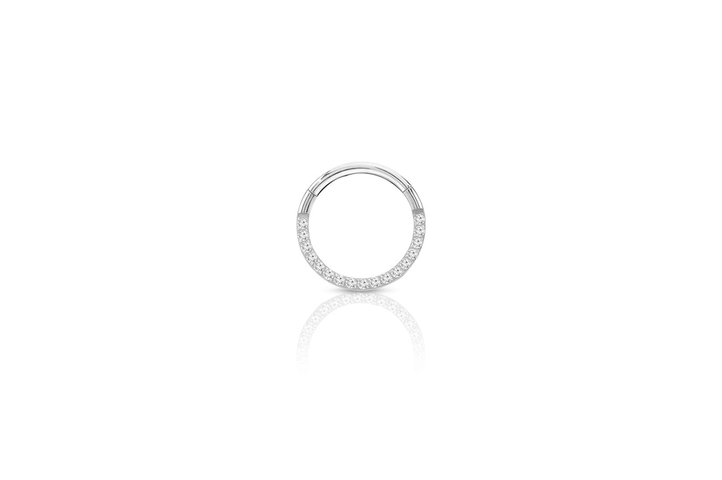 White Crystal Row Titanium Clicker Ring