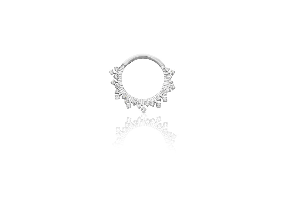 White Crystal Galaxy Titanium Clicker Ring