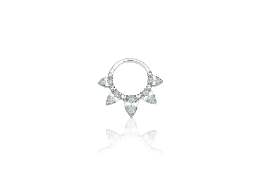 White Crystal Imperial Titanium Clicker Ring