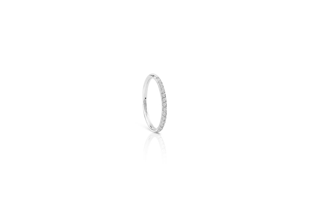 White Crystal Glaze Titanium Clicker Ring