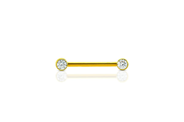 White Crystal Flat Titanium Nipple Barbell