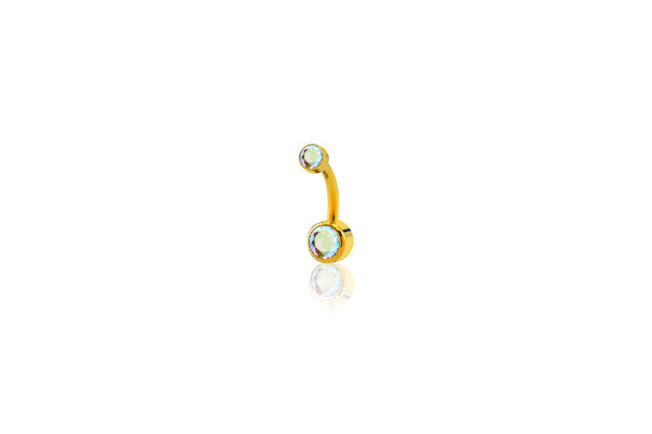 Aurora Borealis Crystal Flat Titanium Navel Barbell