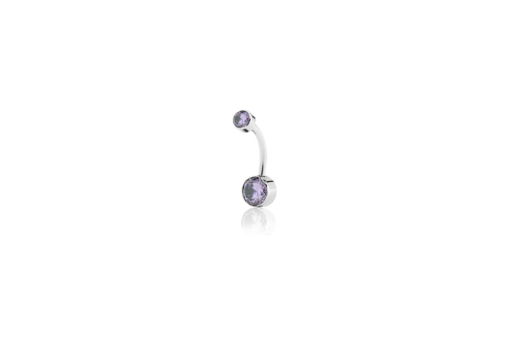 Amethyst Crystal Flat Titanium Navel Barbell
