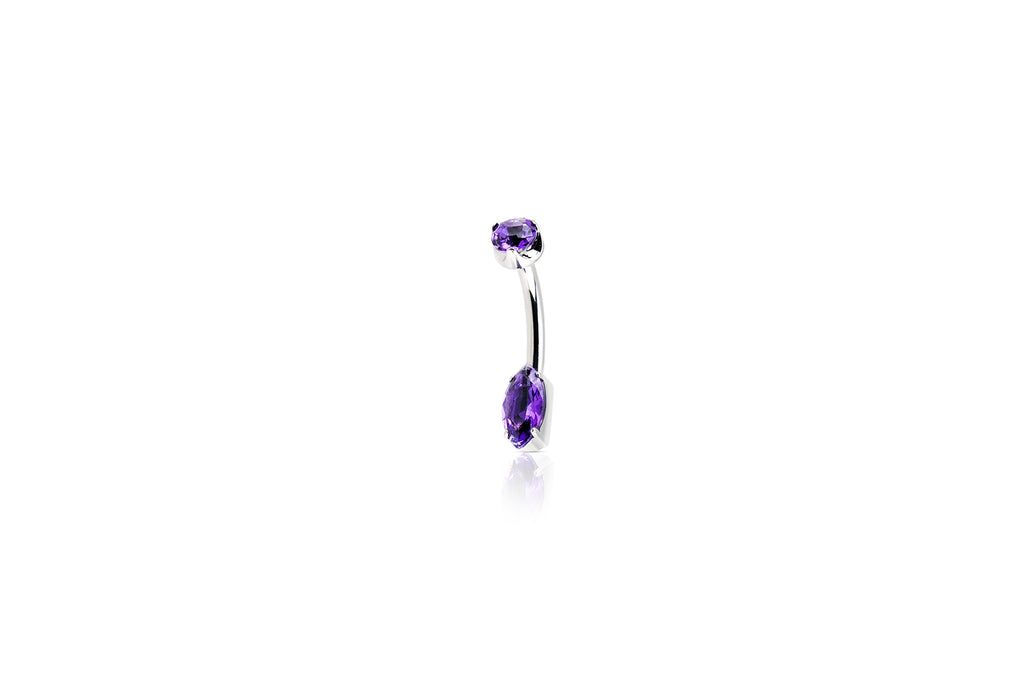 Amethyst Crystal Oval Titanium Navel Barbell