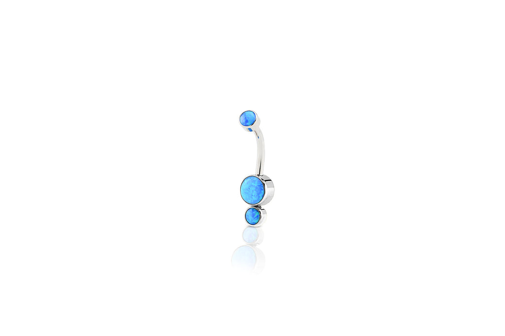 Blue Opal Double Titanium Navel Cluster Barbell