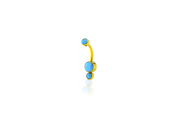 Blue Opal Double Titanium Navel Cluster Barbell