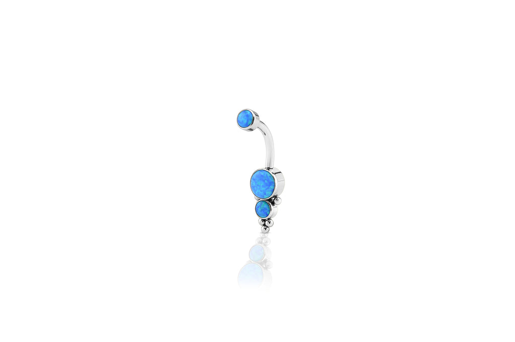 Blue Opal Lotus Titanium Navel Cluster Barbell