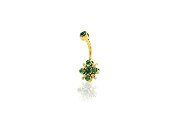 Emerald Dahlia Titanium Navel Cluster Barbell