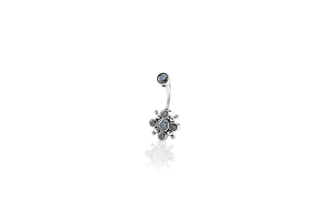 Vermilion Dahlia Titanium Navel Cluster Barbell