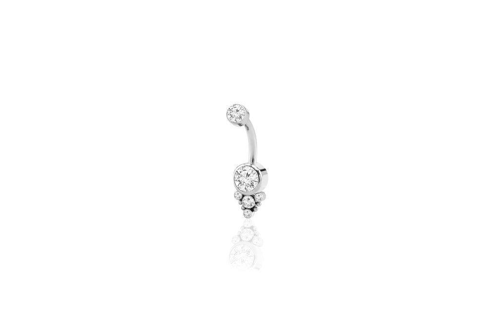 White Crystal Complex Titanium Navel Cluster Barbell