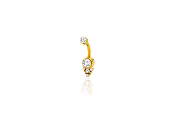 White Crystal Complex Titanium Navel Cluster Barbell