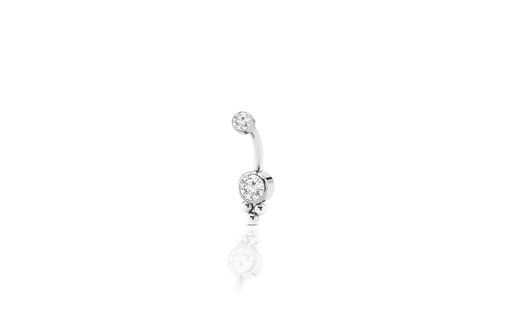 White Crystal Dew Titanium Navel Cluster Barbell