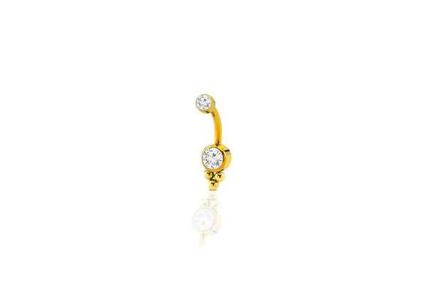 White Crystal Dew Titanium Navel Cluster Barbell