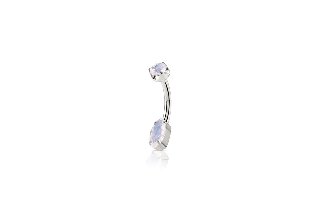 Rose Quartz Crystal Oval Titanium Navel Barbell