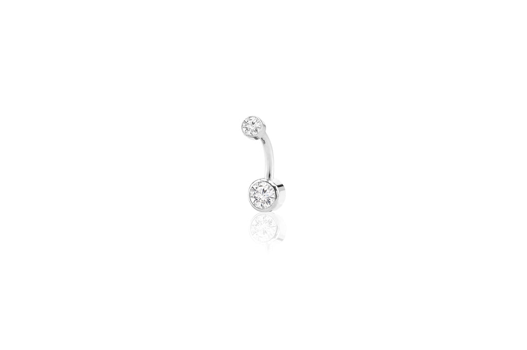 White Crystal Flat Titanium Navel Barbell