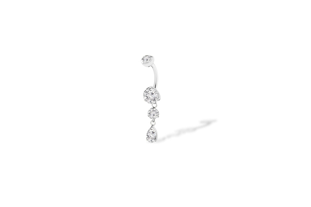 White Crystal Luxurious Teardrop Charm Titanium Navel Dagle