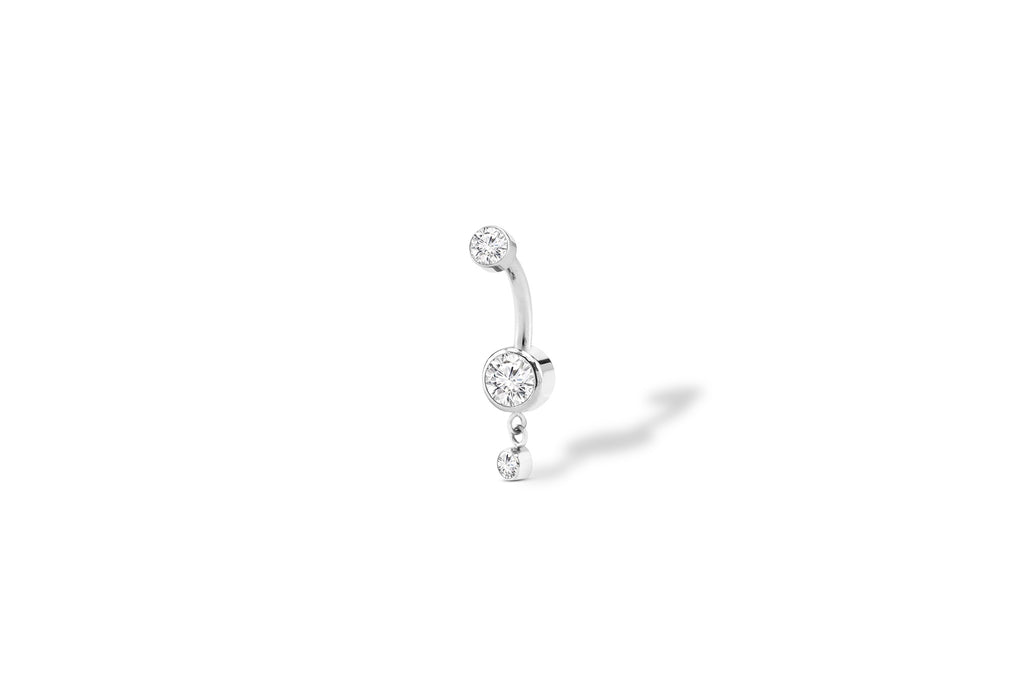 White Crystal Charm Titanium Navel Dagle