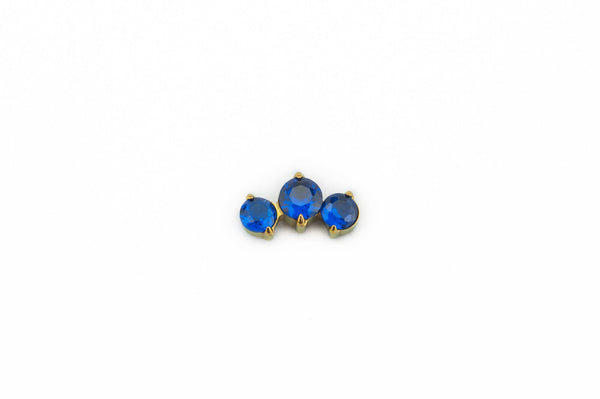 Blue Crystal Three Point Prong Titanium Stud