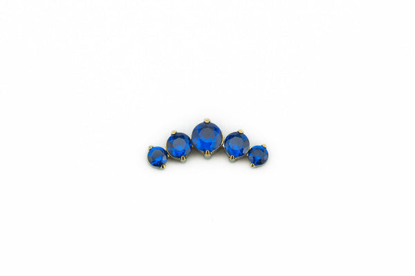 Blue Crystal Five Point Prong Titanium Stud