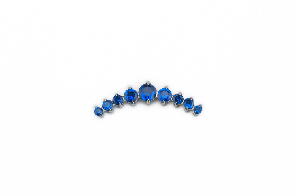 Blue Crystal Nine Prong Titanium Stud