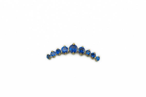 Blue Crystal Nine Prong Titanium Stud