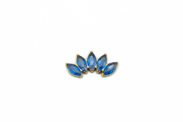 Blue Crystal Flourished Lotus Titanium Stud