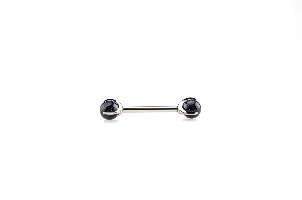 Dark Blue Sand Prong Titanium Nipple Barbell