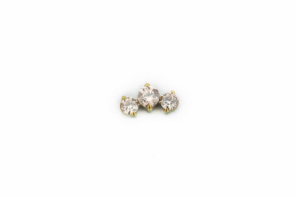 Champagne Crystal Three Point Prong Titanium Stud