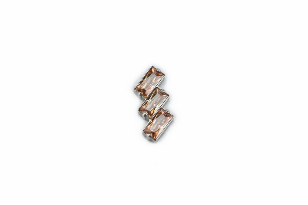 Champagne Crystal Tiles Titanium Stud