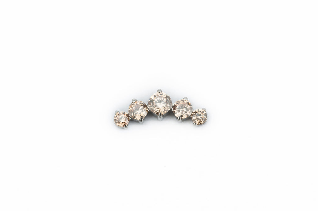 Champagne Crystal Five Point Prong Titanium Stud