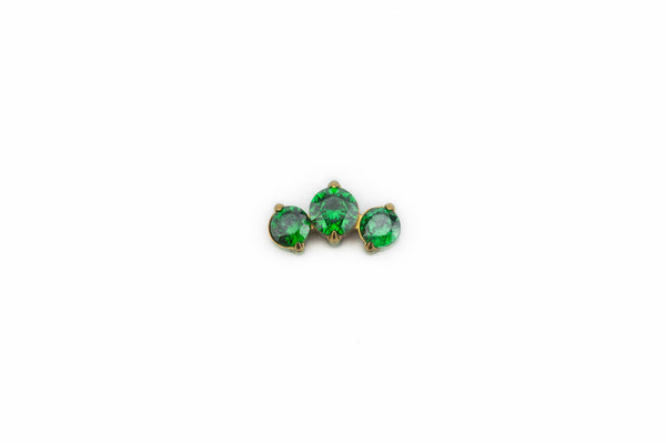 Emerald Crystal Three Point Prong Titanium Stud