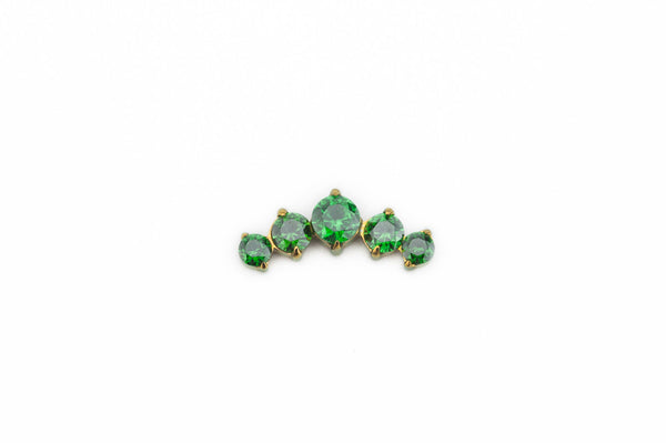 Emerald Crystal Five Point Prong Titanium Stud