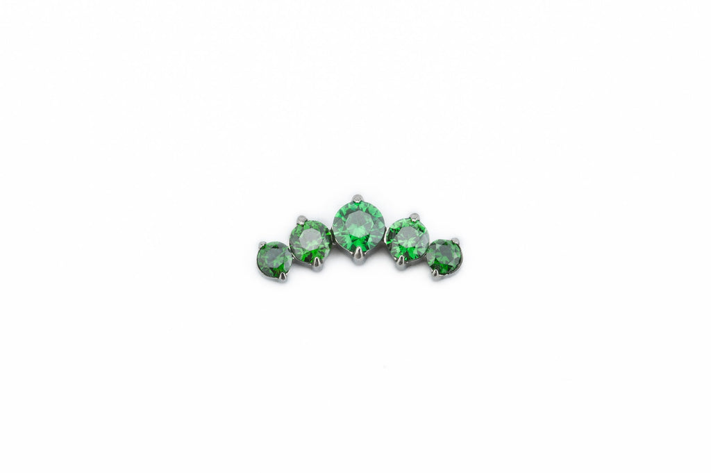 Emerald Crystal Five Point Prong Titanium Stud