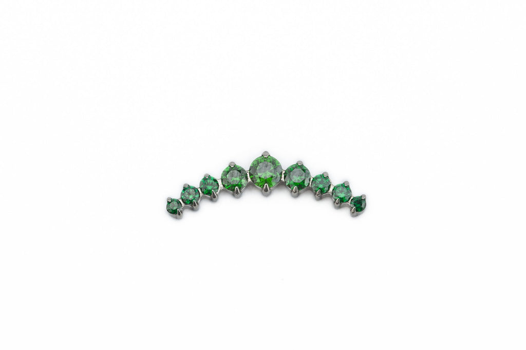 Emerald Crystal Nine Prong Titanium Stud